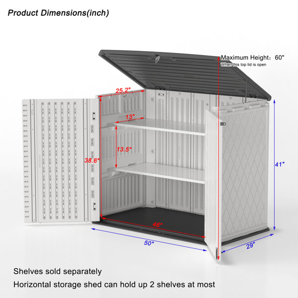 4 ft. W x 2 ft. D Plastic Horizontal Garage Shed